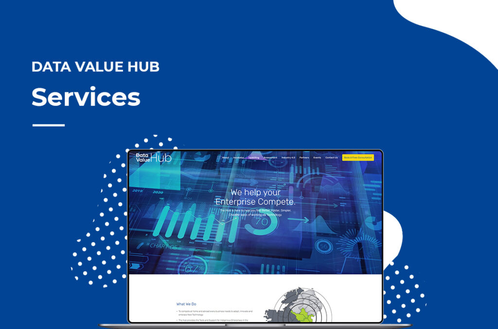 Data Value Hub Services Website Design – Website Laptop Mock Up – Built by The Digital Bakery Creative Agency in Dundalk Louth