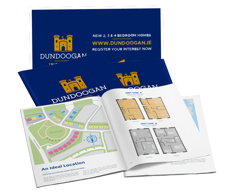 Digital Marketing Solutions For Property Developers - Dundoogan Brochure & Signage Mockup - Graphic Design by The Digital Bakery Creative Agency in Dundalk Louth