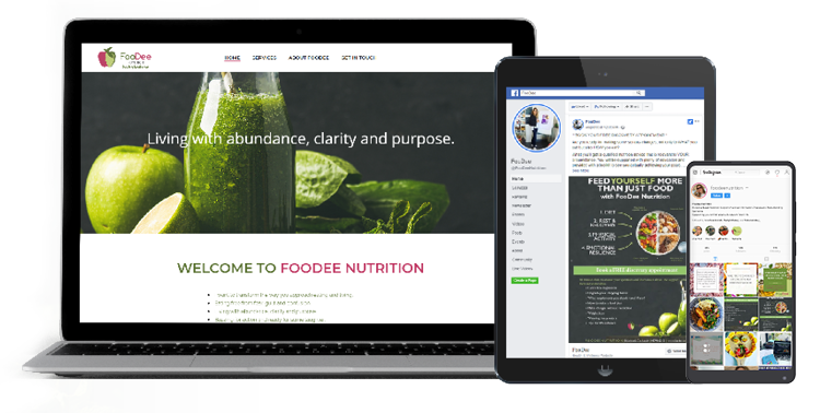 Digital Marketing Solutions to Grow Your Business - Foodee Website Design, Facebook & Instagram Pages Mockup - Social Media Content by The Digital Bakery Creative Agency in Dundalk Louth