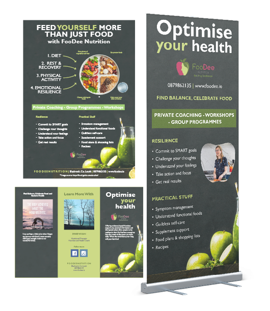 Digital Marketing Solutions to Grow Your Business - Foodee Pull Up Banner, Flyer and Brochure Mockup - Graphic Design by The Digital Bakery Creative Agency in Dundalk Louth