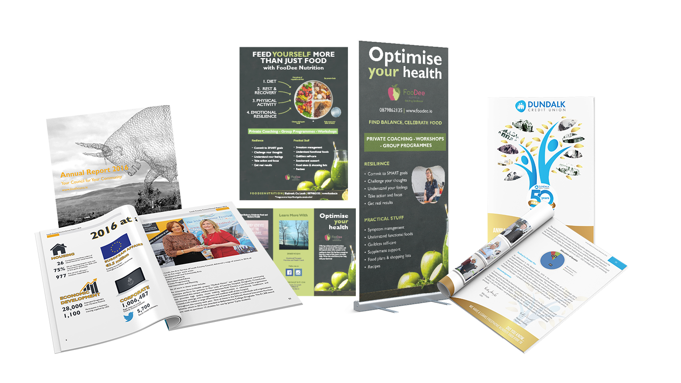 Examples of Graphic Design by The Digital Bakery and Mock up of pull up banners, booklets - Graphic Design By The Digital Bakery Creative Agency in Dundalk Louth