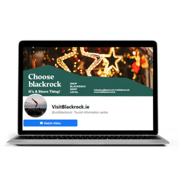 Laptop Mockup of VisitBlackrock.ie Facebook Page with Choose Blackrock - Social Media Campaign Cover designed by The Digital Bakery Creative Agency in Dundalk Louth